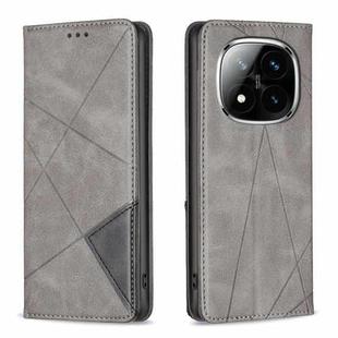 For Redmi Note 14 Pro 5G / Note 14 Pro+ 5G Rhombus Texture Magnetic Leather Phone Case(Grey)