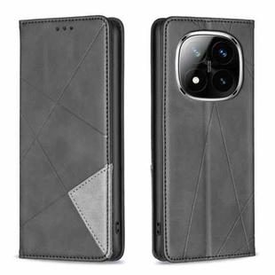 For Redmi Note 14 Pro / Note 14 Pro+ Rhombus Texture Magnetic Leather Phone Case(Black)