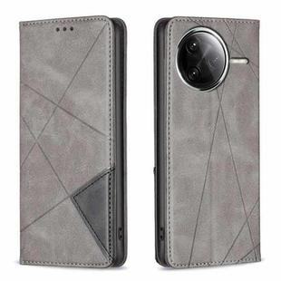 For Redmi K80 / K80 Pro Rhombus Texture Magnetic Leather Phone Case(Grey)
