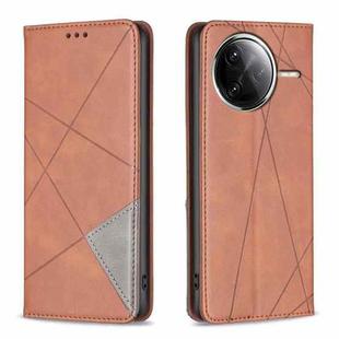 For Redmi K80 / K80 Pro Rhombus Texture Magnetic Leather Phone Case(Brown)