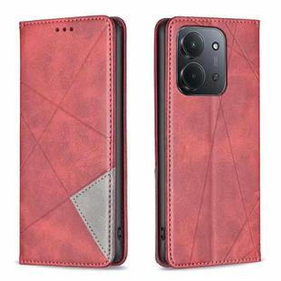 For Redmi 15C 4G 173.1mm / 15C 5G 173.1mm Rhombus Texture Magnetic Leather Phone Case(Red)