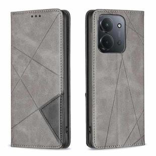 For Redmi 15C 4G 173.1mm / 15C 5G 173.1mm Rhombus Texture Magnetic Leather Phone Case(Grey)