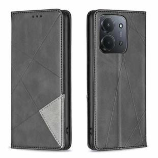 For Redmi 15C 4G 173.1mm / 15C 5G 173.1mm Rhombus Texture Magnetic Leather Phone Case(Black)