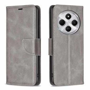 For Redmi 14C 4G Lambskin Texture Pure Color Flip Leather Phone Case(Grey)