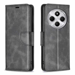 For Redmi 14C 4G Lambskin Texture Pure Color Flip Leather Phone Case(Black)