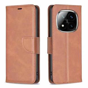 For Redmi Note 14 Pro 5G / Note 14 Pro+ 5G Lambskin Texture Pure Color Flip Leather Phone Case(Brown)