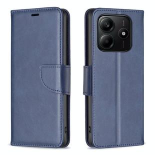 For Redmi Note 14 4G 163.25mm Lambskin Texture Pure Color Flip Leather Phone Case(Blue)