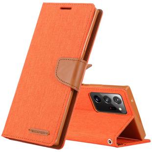 For Samsung Galaxy Note20 Ultra GOOSPERY CANVAS DIARY Canvas Texture Horizontal Flip PU Leather Case, with Holder & Card Slots & Wallet(Orange)