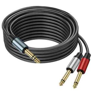 5m Gold Plated 6.35mm Male Dual Sound TRS Stereo to?2 x 6.35mm Male TS Mono Y Splitter Adapter Audio Cable(Black)