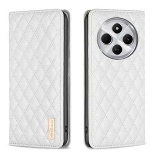 For Redmi 14C 4G Diamond Lattice Magnetic Leather Flip Phone Case(White)