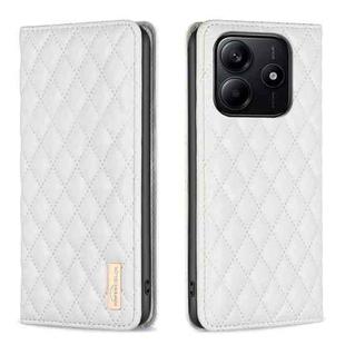 For Redmi Note 14 5G Diamond Lattice Magnetic Leather Flip Phone Case(White)