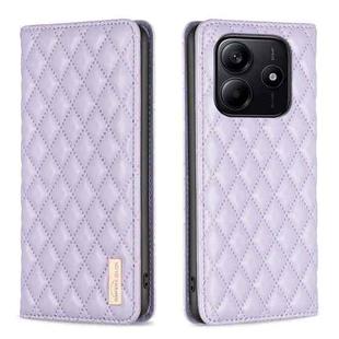 For Redmi Note 14 5G Diamond Lattice Magnetic Leather Flip Phone Case(Purple)