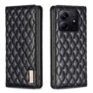 For Redmi Note 14 5G Diamond Lattice Magnetic Leather Flip Phone Case(Black)