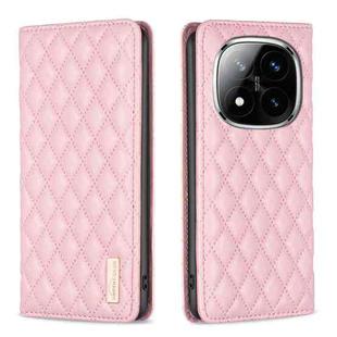 For Redmi Note 14 Pro / Note 14 Pro+ Diamond Lattice Magnetic Leather Flip Phone Case(Pink)