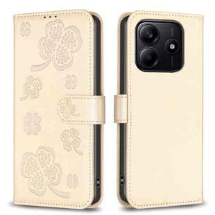 For Redmi Note 14 5G Four-leaf Embossed Leather Phone Case(Gold)