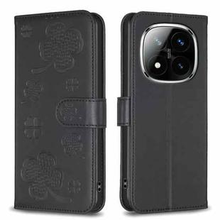 For Redmi Note 14 Pro 5G / Note 14 Pro+ 5G Four-leaf Embossed Leather Phone Case(Black)