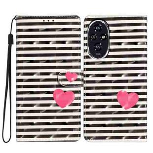 For Honor 200 3D Pattern Leather Phone Case(Striped Heart)