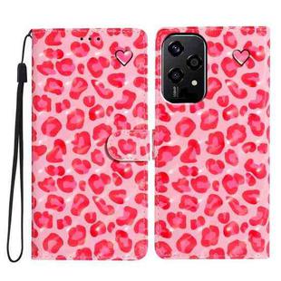 For Honor 200 Lite Global 3D Pattern Leather Phone Case(Pink Leopard Print)