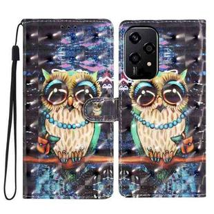 For Honor 200 Lite Global 3D Pattern Leather Phone Case(Big-eyed owl)