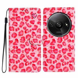 For Redmi A3 3D Pattern Leather Phone Case(Pink Leopard Print)