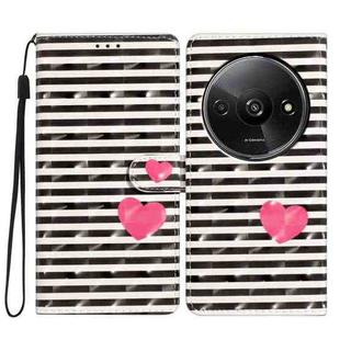 For Redmi A3 3D Pattern Leather Phone Case(Striped Heart)