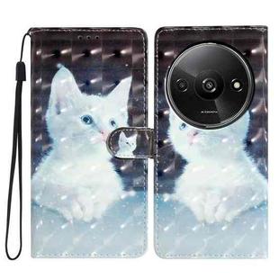 For Redmi A3 3D Pattern Leather Phone Case(White Cat)