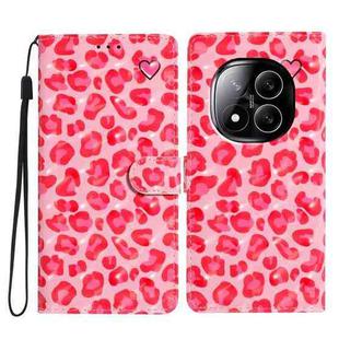 For Redmi Note 14 Pro+ 5G 3D Pattern Leather Phone Case(Pink Leopard Print)