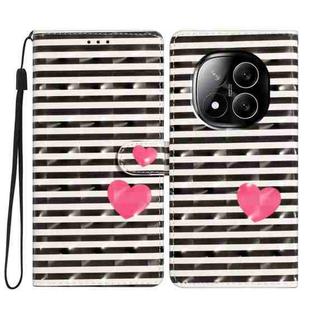 For Redmi Note 14 Pro+ 5G 3D Pattern Leather Phone Case(Striped Heart)
