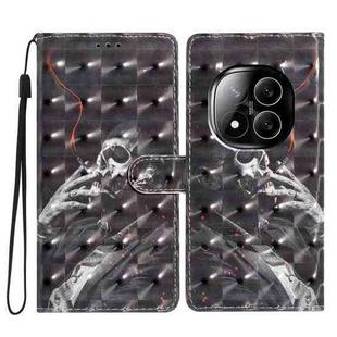 For Redmi Note 14 Pro+ 5G 3D Pattern Leather Phone Case(Skull)