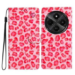 For Redmi A4 5G 3D Pattern Leather Phone Case(Pink Leopard Print)