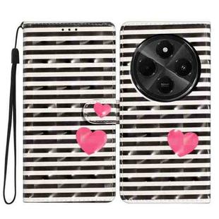 For Redmi A4 5G 3D Pattern Leather Phone Case(Striped Heart)