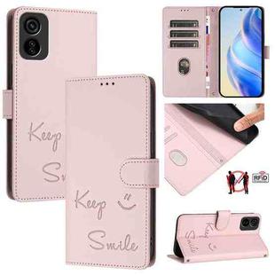 For Tecno Pop 6c / itel A18 Smile Embossing RFID Leather Phone Case(Pink)