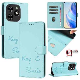 For Tecno Spark GO 2024 / Spark 20C Smile Embossing RFID Leather Phone Case(Mint Green)