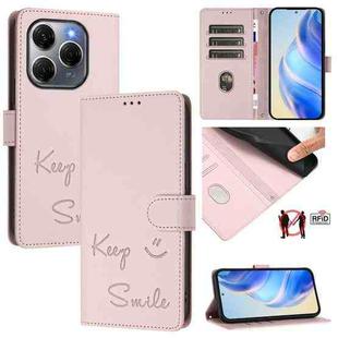 For Tecno Spark 20 Pro 5G Smile Embossing RFID Leather Phone Case(Pink)