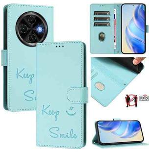 For Tecno Spark 30C Smile Embossing RFID Leather Phone Case(Mint Green)