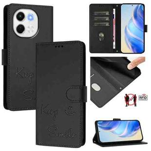 For Tecno Spark 30 5G Smile Embossing RFID Leather Phone Case(Black)