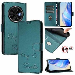 For Tecno Spark 30C 5G / Pop 9 5G Smile Embossing RFID Leather Phone Case(Peacock Green)