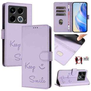 For Infinix Note 40 5G Smile Embossing RFID Leather Phone Case(Light Purple)