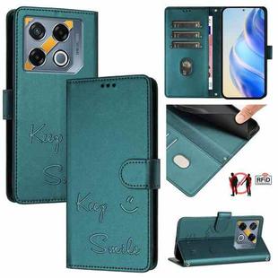 For Infinix GT 20 Pro X6871 Smile Embossing RFID Leather Phone Case(Peacock Green)