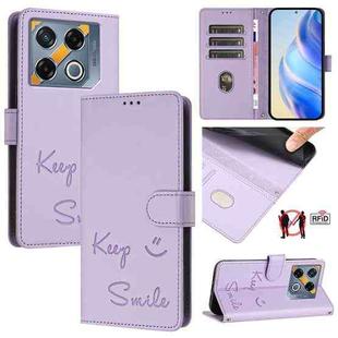 For Infinix GT 20 Pro X6871 Smile Embossing RFID Leather Phone Case(Light Purple)