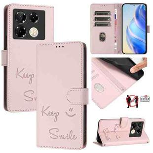 For Infinix Note 40 Pro 5G X6851 Smile Embossing RFID Leather Phone Case(Pink)