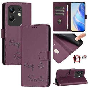 For Infinix Zero 30 4G Smile Embossing RFID Leather Phone Case(Violet)