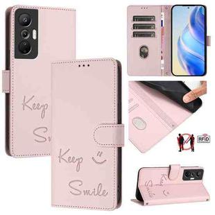 For Infinix Hot 20S / Hot 20 Pro Smile Embossing RFID Leather Phone Case(Pink)