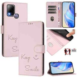 For Infinix Hot 10T / 10S Smile Embossing RFID Leather Phone Case(Pink)