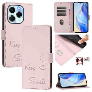 For Infinix Note 40X 5G Smile Embossing RFID Leather Phone Case(Pink)