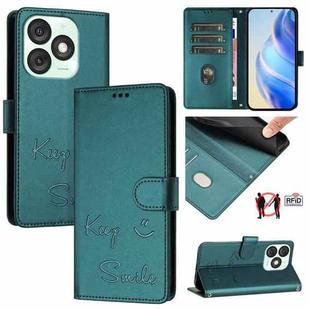 For itel A50 Smile Embossing RFID Leather Phone Case(Peacock Green)