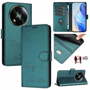 For itel RS4 S666LN Smile Embossing RFID Leather Phone Case(Peacock Green)