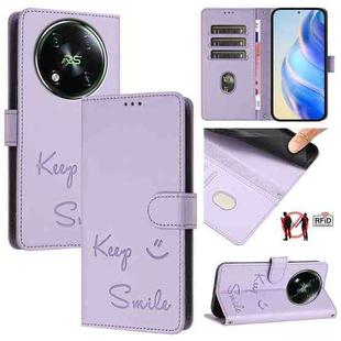 For itel RS4 S666LN Smile Embossing RFID Leather Phone Case(Light Purple)