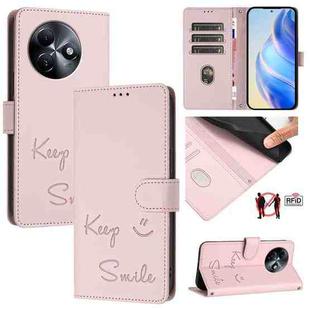 For itel S24 Smile Embossing RFID Leather Phone Case(Pink)