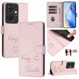 For itel P55+ Smile Embossing RFID Leather Phone Case(Pink)